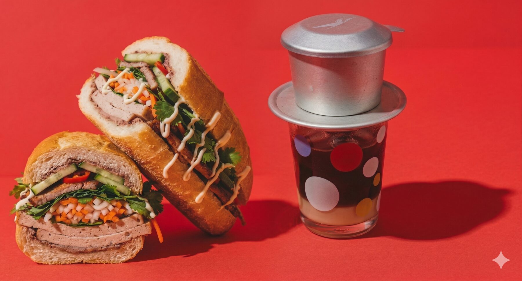 Bánh mì y cà phê sữa đá B'my servidos juntos